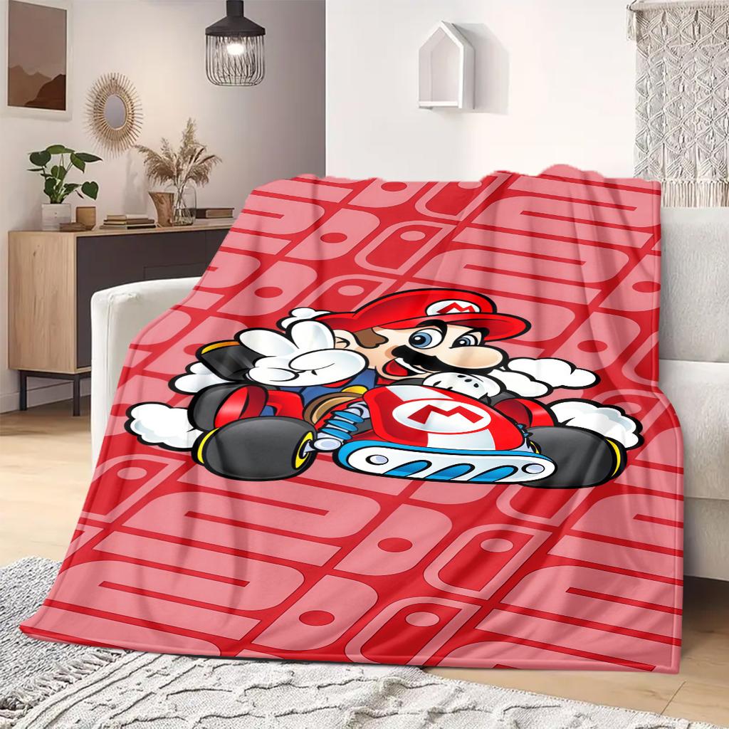 Mario Anime Print Blanket Warm Comfortable Flannel Blanket Suitable for Bedrooms, Sofas, Beds, Chairs, Picnics, Travel