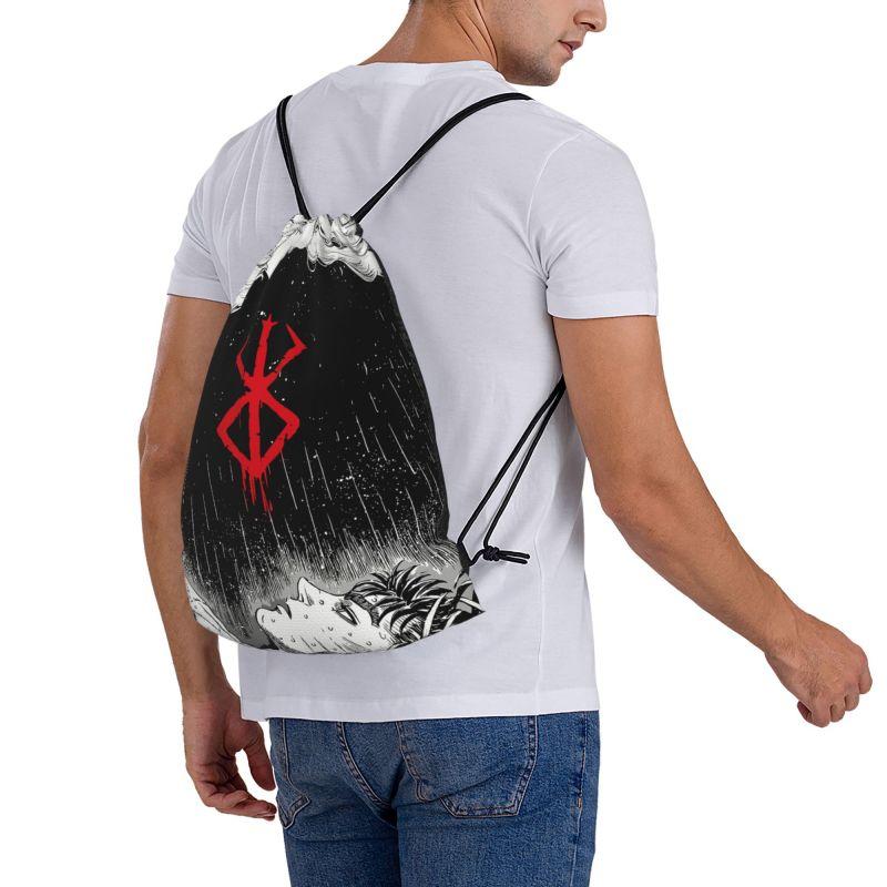 Custom Anime Pattern Drawstring Backpack Lightweight Foldable Sports Gym Bag Water Resistant String Sackpack for Training