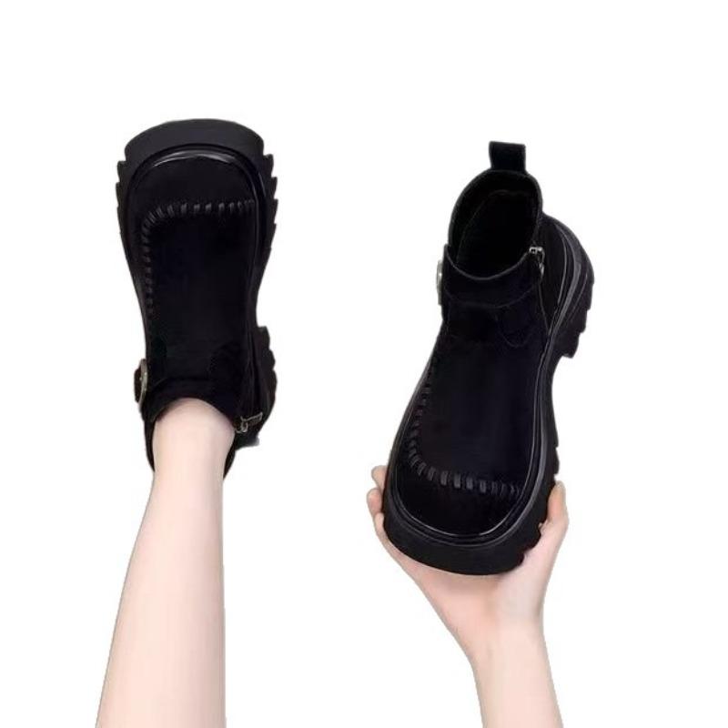 Velvet Shoes, Women's Retro Thick-soled Height-increasing Ankle Boots, Versatile Shoes, Women's Boots