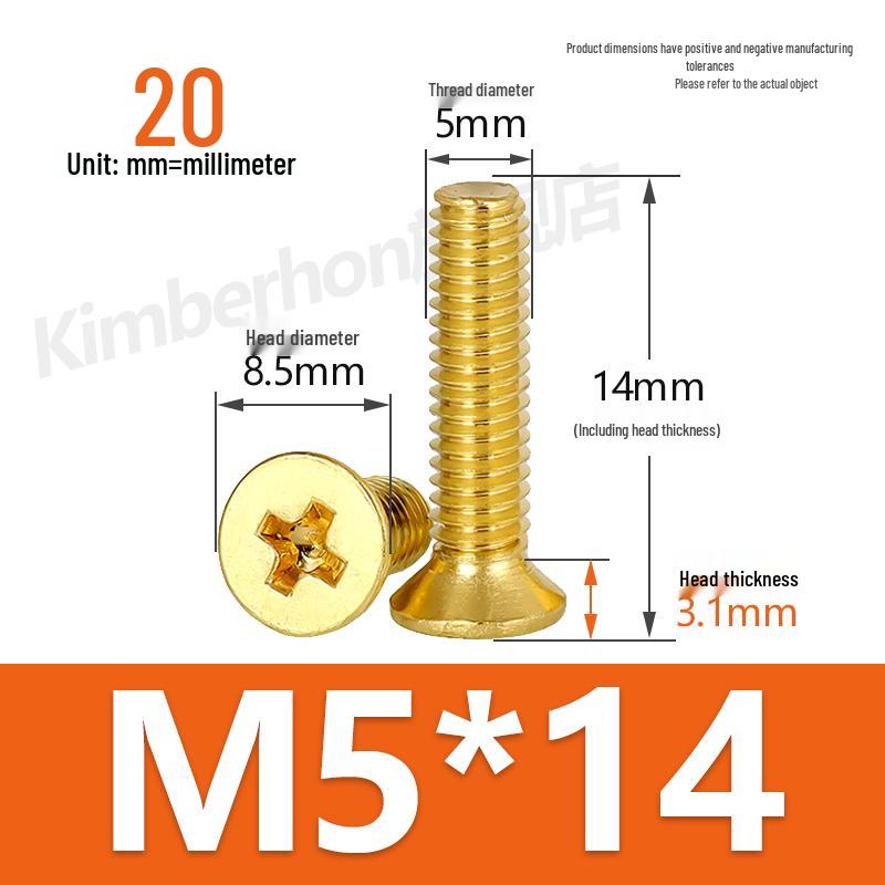 Copper Phillips Countersunk Head Machine Screws, Sizes M2–M4, Lengths 6/8/10/12mm