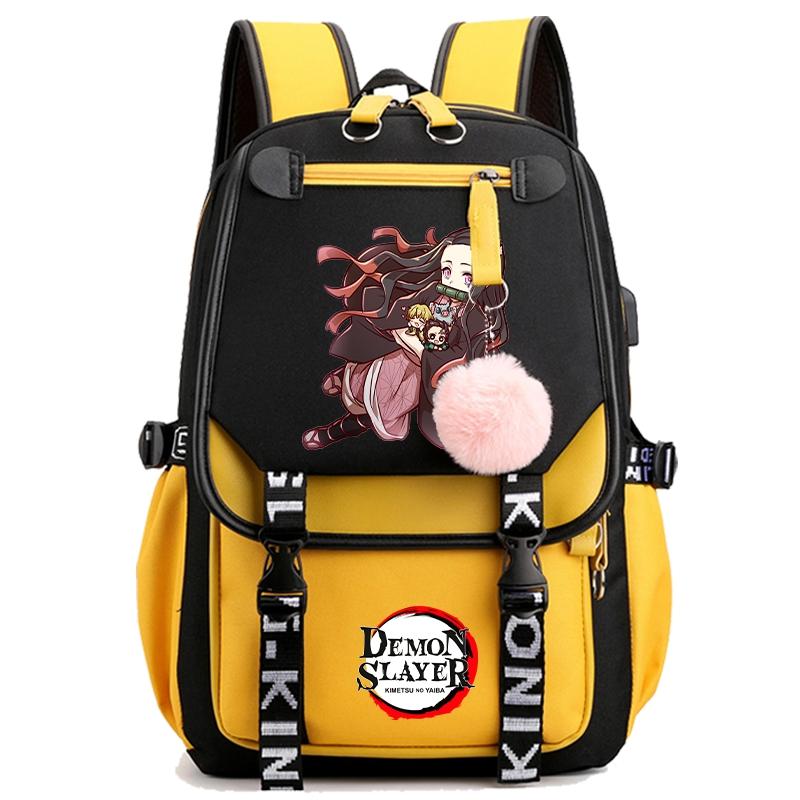Anime Demon Slayer Backpack for Women Canvas Laptop Bag Back To Schoolbag for Teenager Girl Boy Schoolbag Men Women Travel Bag