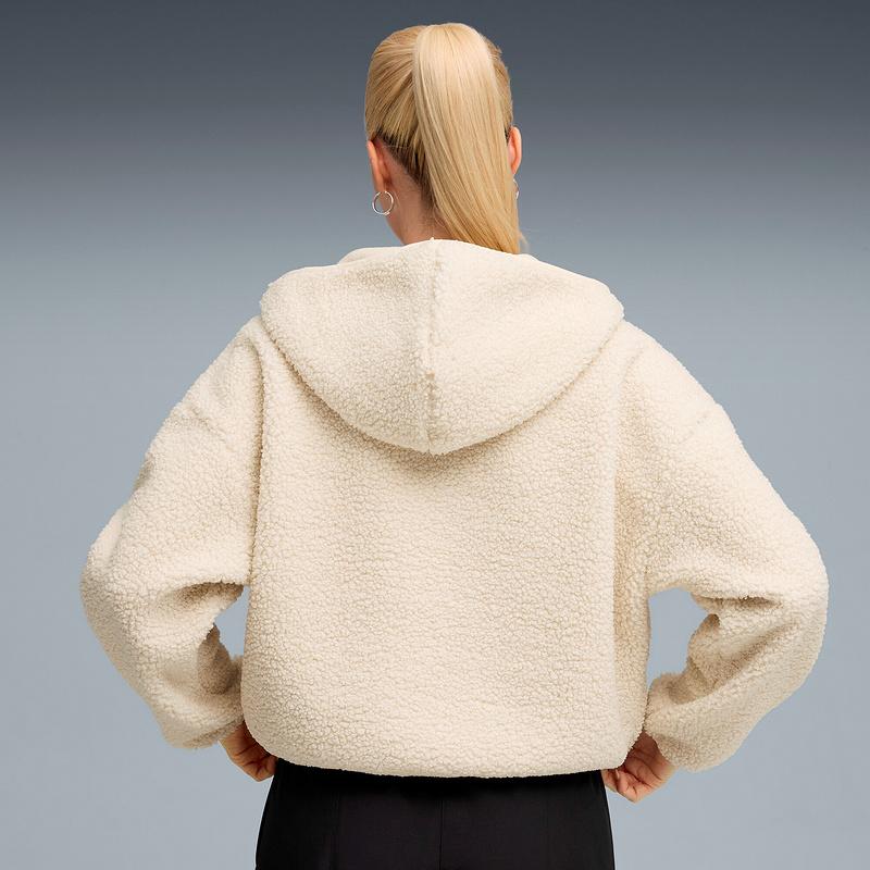 Puma Logo Fleece Short Sports Hooded Long Sleeve Jacket Women Jackets 633983-87