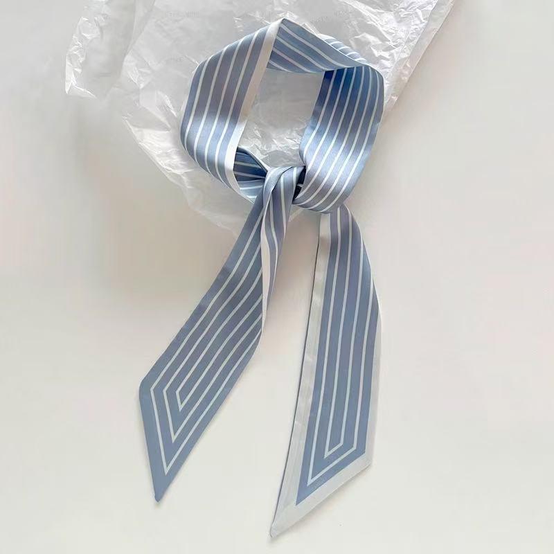 Women's Striped Silk Scarf: Versatile Spring/Summer Neck Accessory & Hair Tie