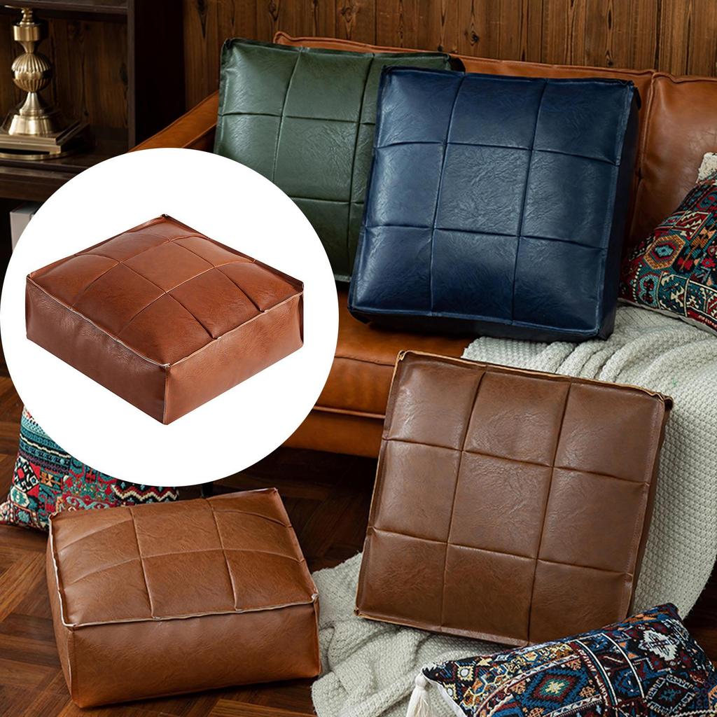 Foot Stool Morocco Ottoman Cover Pouf Footstool Seat Cushion PU Leather Handcrafted