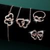 New Fashion Hollow Double Love Heart Pendant Necklace, Bracelet, Ring, Earrings Ladies Exquisite Sparkling Jewelry Set S/set