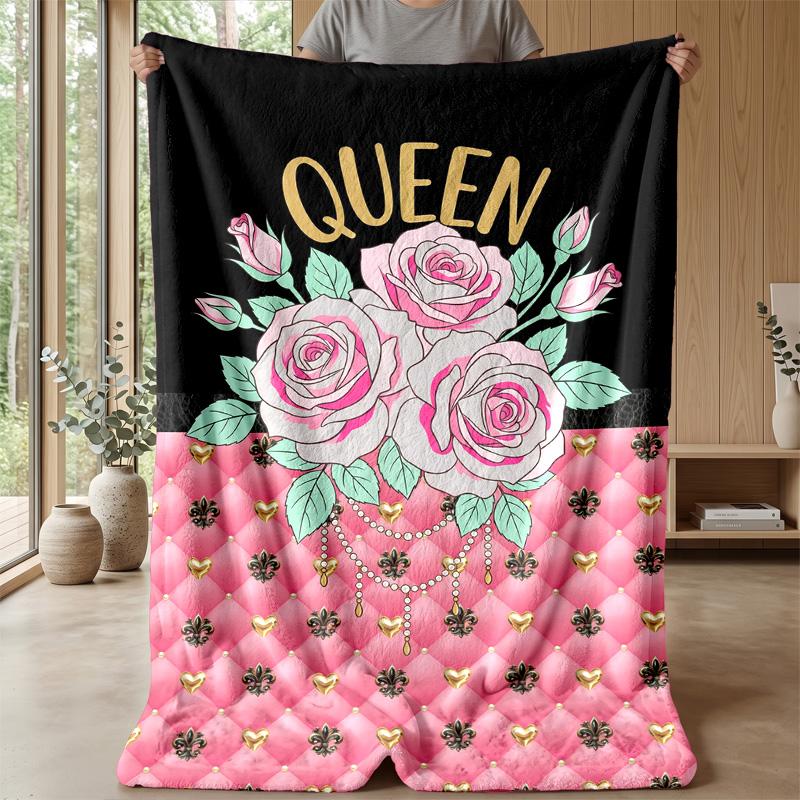 Queenly Glamour 1 Theme blanket Lightweight Warm Flannel Blanket Decorative Throw Blanket for Home Decoration