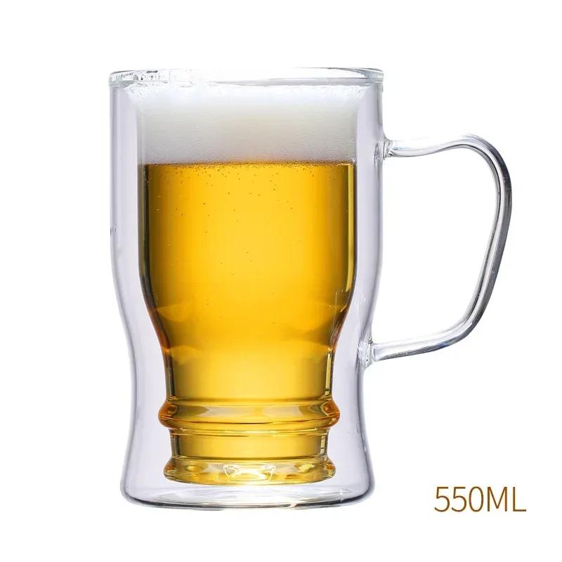 Transparent Double Wall Down Upside Beer Mug Insulated - Glassware, Handmade Winebowl, Creative Ideal for Freezer and Craft Beer