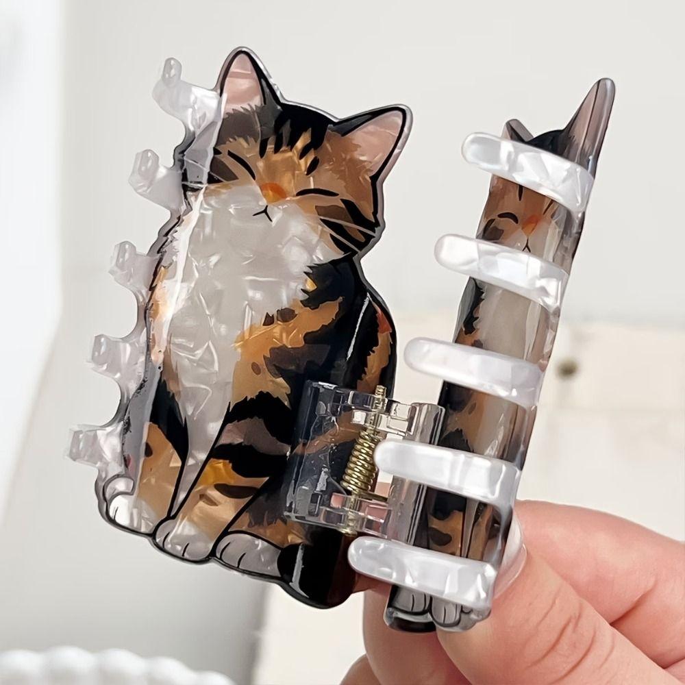 Creative Hairpin Cat Hair Claw Acrylic Large Animals Hair Clip Korean Style Geometry Plastic Shark Clip Streetwear