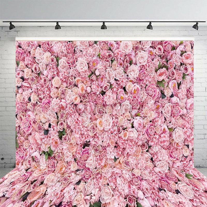 Pink Rose Flower Wall Backdrops Wedding Birthday Floral Theme Party Background