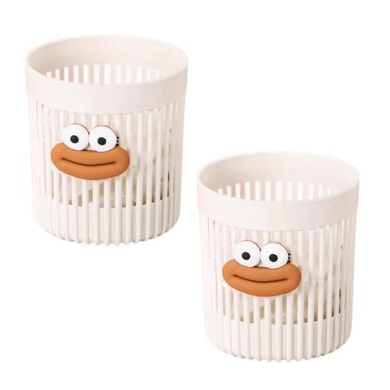 2 st Tecknad Pennställ Söt Stor Mun Skrivbordsorganisatör för Hemmakontor Mångsidig Förvaring för Pennor Sminkborstar Kreativ Gåva för Barn Vuxna