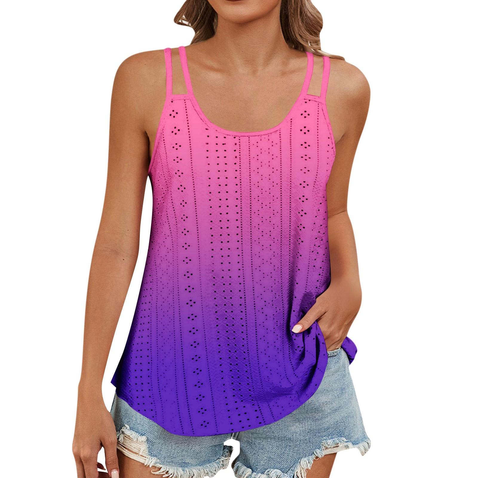 

Женский модный повседневный жилет с градиентным цветным принтом и U-образным вырезом без рукавов, топ-бретелька XXL