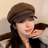 Autumn and Winter Maillard Wears a Hat Female Retro Painter Beret Showing Face Small Clouds Octagonal Hat Trendy Versatile Duck Tongue