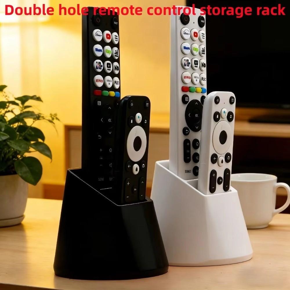 Plastic Remote Control Holder 2-Hole Desktop Storage Box TV Remote Organizer Desktop Storage