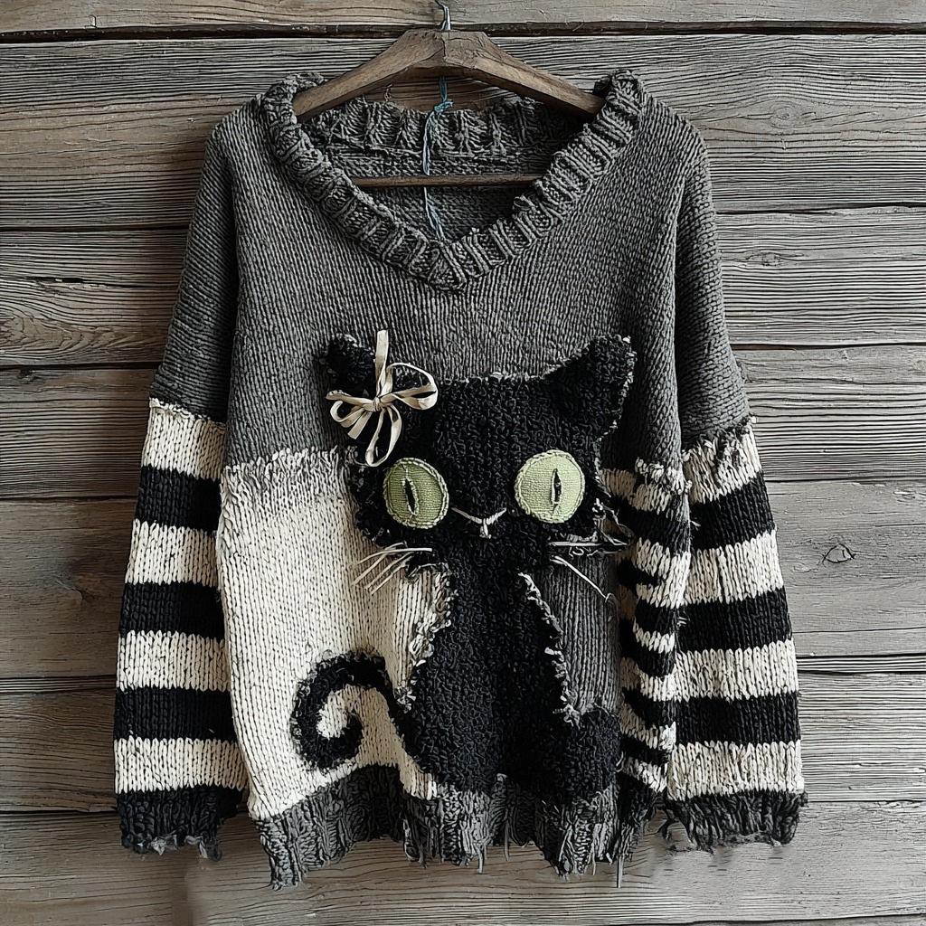 2025 Unisex 3D Print Thick Knit Striped Sweatshirt