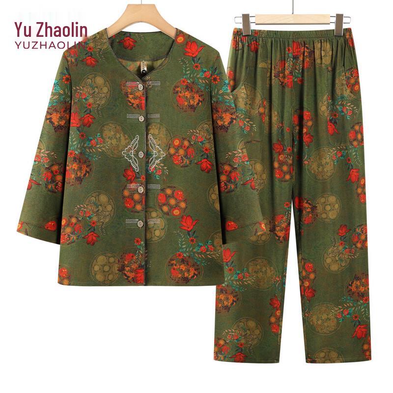 Yuzhaolin Women s Summer Seven-Sleeve Two-Piece Set XL