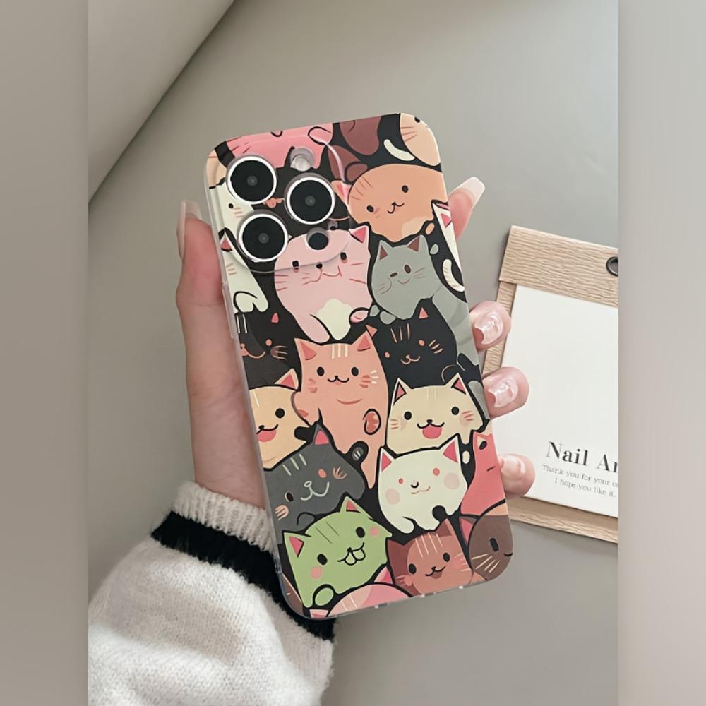 Cartoon Cute Cat Transparent Phone Case Suitable for iPhone 17 16 15 14 13 12 11Pro/Max/Plus Anti Drop and Shockproof Back Cover