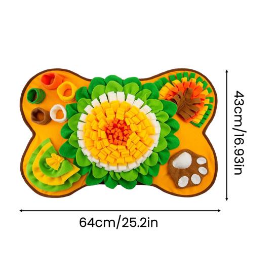 Yousheng Pet Slow Food Mat Bone Shaped Scent Training Pad Flannel Snuffle Mat with Squeakers Non-Slip Base Stress Relief Dog Toy