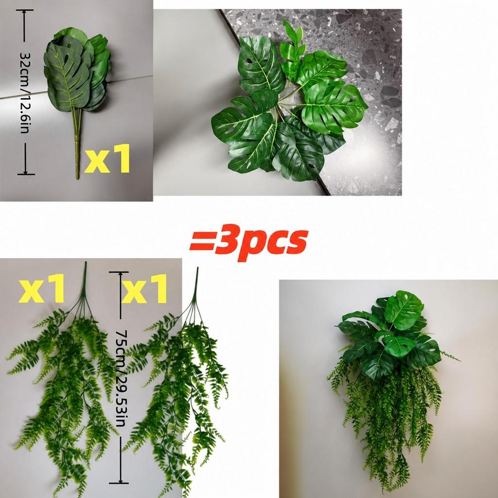 Artificial Monstera Leaves Fern Wall Hanging Decor Green Plants for Home and