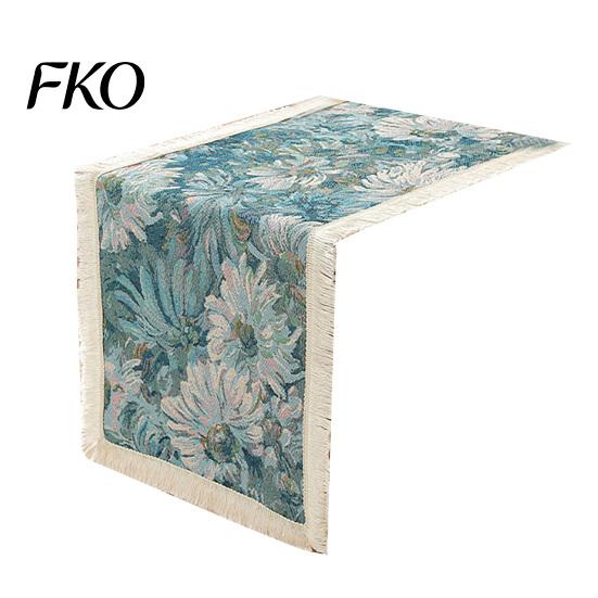Fringed Edge Table Runner Runner, Vintage Floral Printed with Durable Edges, Protects from Heat Scratches Spills