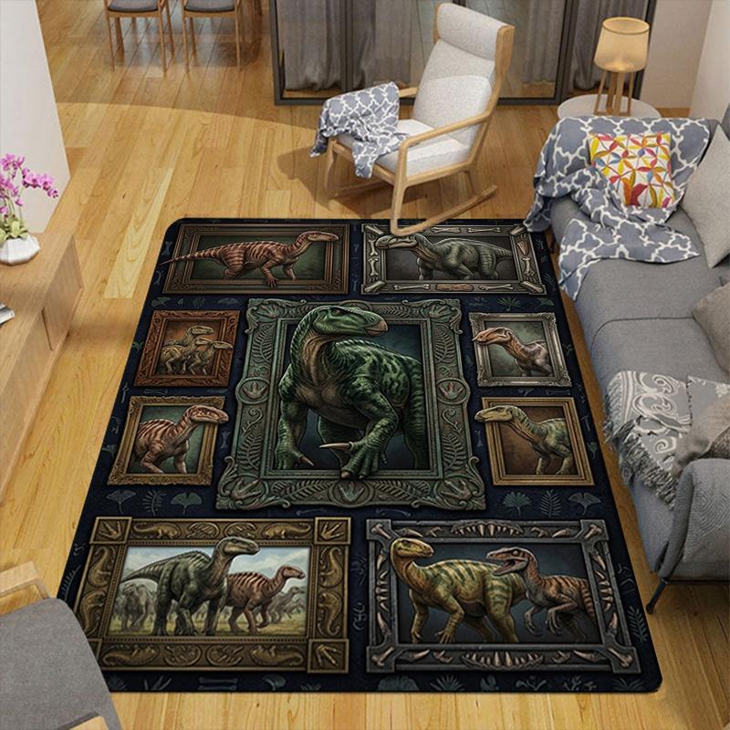 Fossil Frame Dinosaurs Pattern Rug Floor Mat for Living Room or Bedroom Soft and Comfortable Carpet a Gift for Birthday and Holiday.