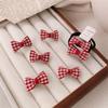 Red Plaid Bow Hair Clip & Tie Set - Gentle on Hair, Cute Jewelry