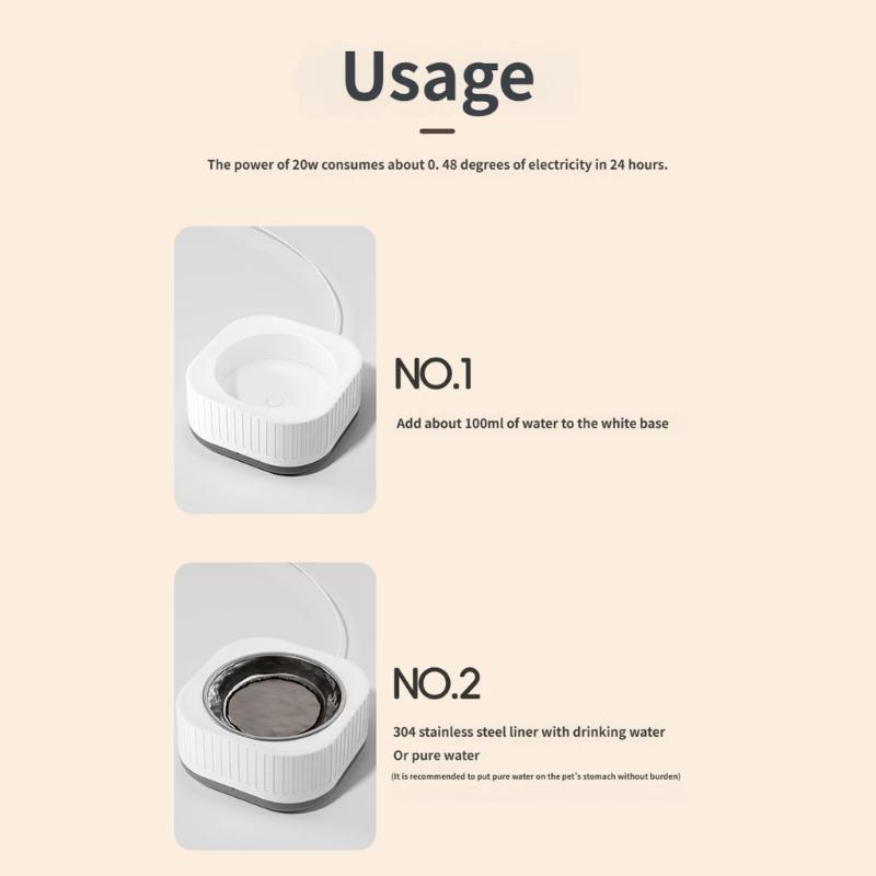 Pet Water Bowl Heater Pet Feeding Dish Warmer with Temperature Control for Small Pet Dogs Cats Chickens Rabbits Birds