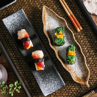 Japanese Ceramic Creative Boat Board Sushi Board Style Leaf Sashimi Board Japanese Tableware.