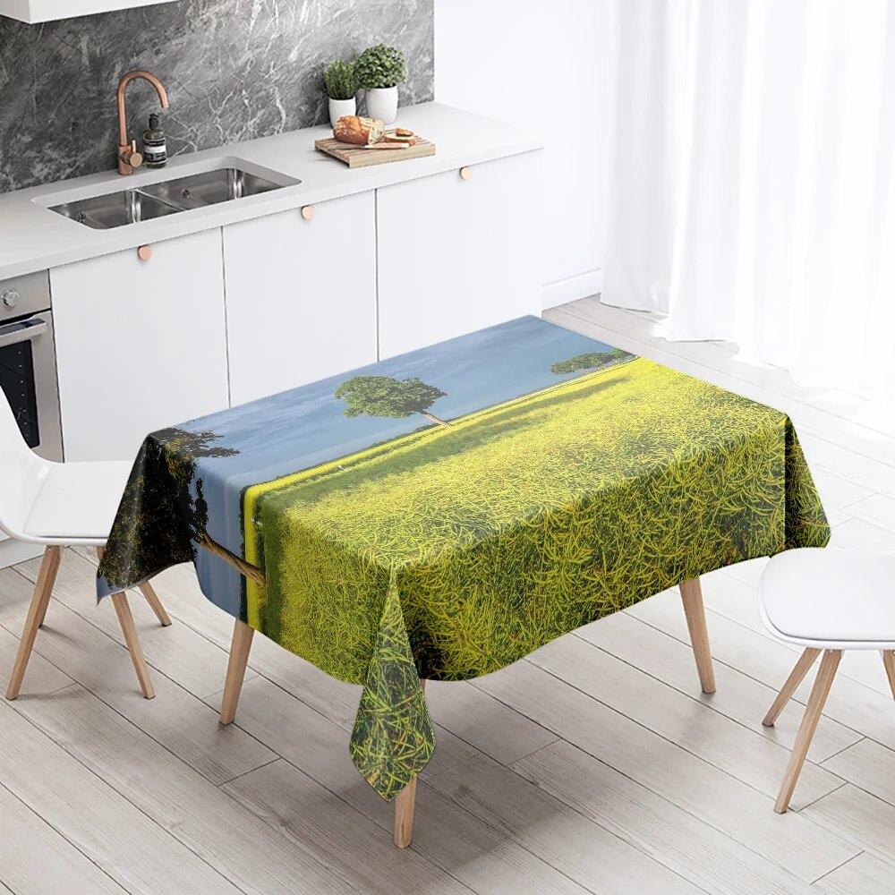 Yellow Floral Tablecloth Party Restaurant Banquet Decor Stain Resistant Waterproof  Home Table Decoration