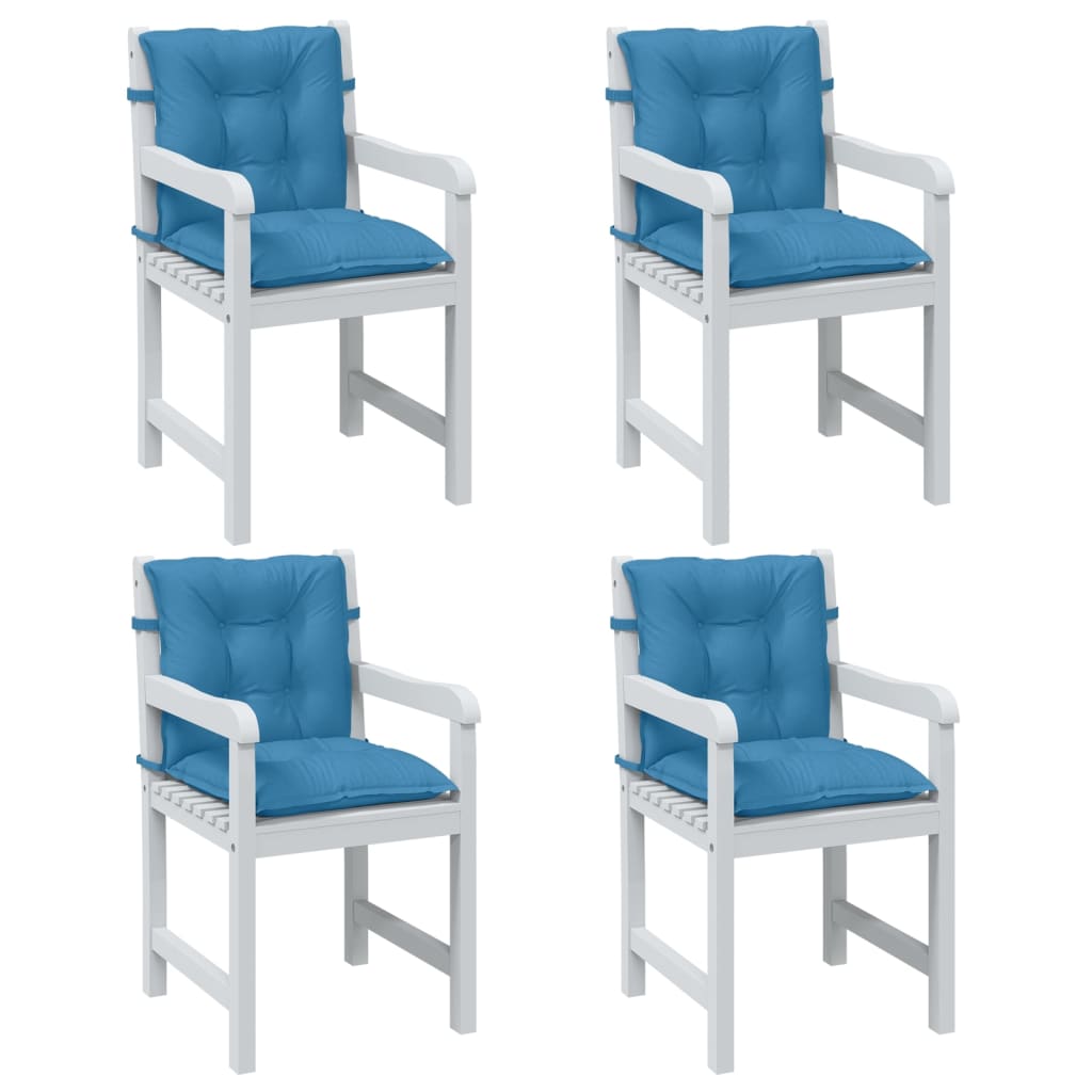 Low Backrest Cushions 4 Pcs. Melange Blue 100x50x7 Cm Fabric