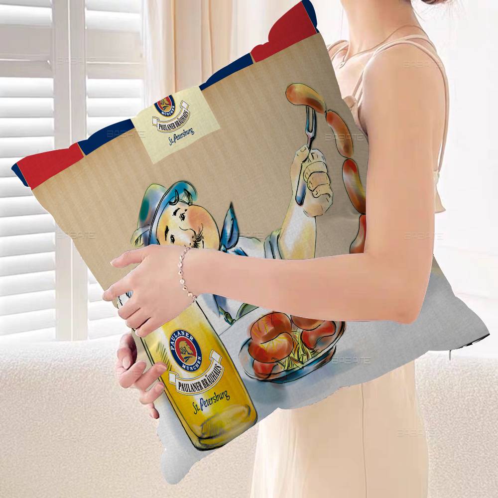 German Beer Paulaners Personalized Pillow Cover Kids Bedroom Wild Party Decor Pillowcase Kid Birthday Shower Gift