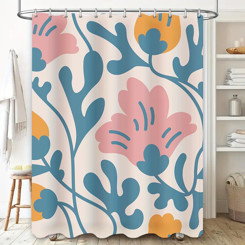 Moderner Badezimmer-Duschvorhang mit Blumendruck, dekorativ, wasserdichtes Stoff-Duschvorhänge für Heimdekoration in verschiedenen Größen! (