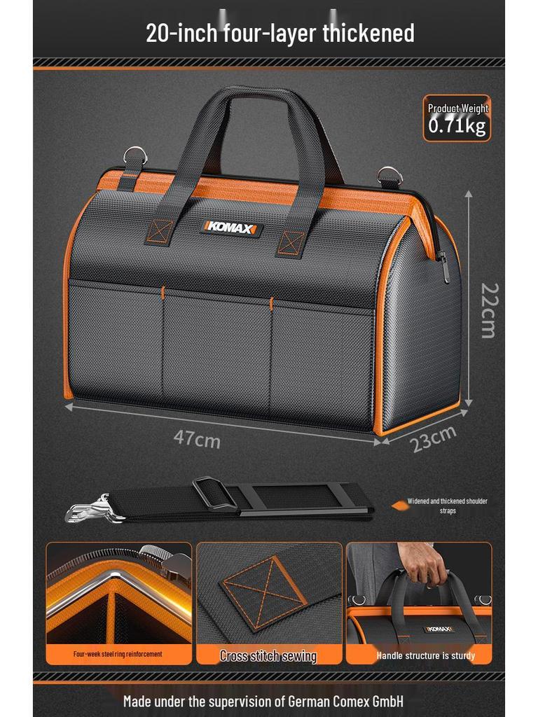 Durable Canvas Toolkit Bag: Portable, Multifunctional Handbag for Electrician Repairs and Storage.