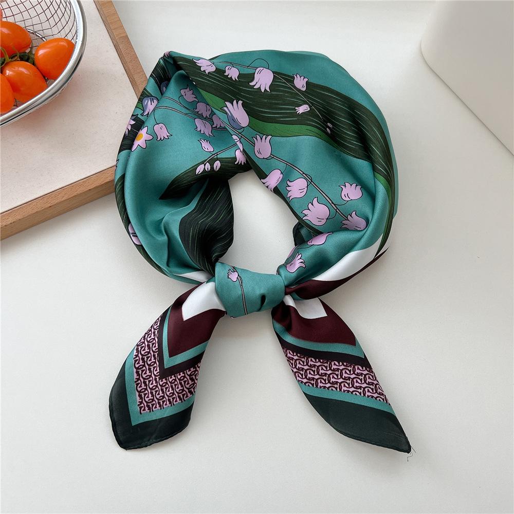 70*70cm New Luxury Square Scarf Silk Scarves Women Neck Hair Tie Band Hijab Kerchief Head Headband Smooth Bandana Female Foulard