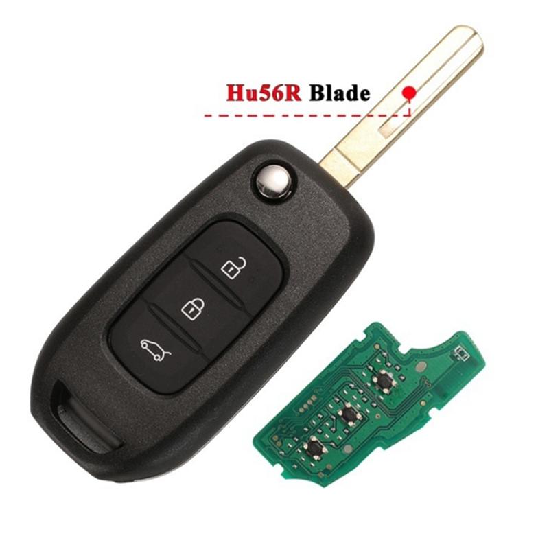 Car PCF7961M 4A Chip 433Mhz 3 Buttons Folding Remote Control Key For Renault Megane 3 HU56R Key Blade