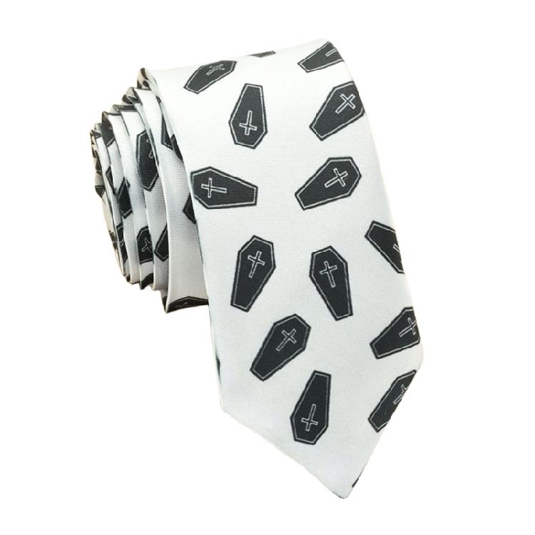 Halloween Punk Theme Necktie with Scary Theme Pattern Cosplay Event Costume Accessory Neckwear for Suit And Party Wear