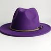 Deep Purple Fedora Felt Hat Men'S And Women'S Universal Solid Color Fedora Hat Women'S  Wide Brim Classic Jazz Hat Church Hat