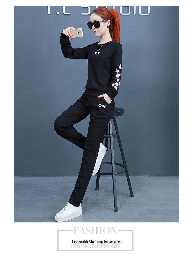 Trendy Spring/Summer 2025 Plus Size Women's Round Neck Sweatshirt & Long Pants Set