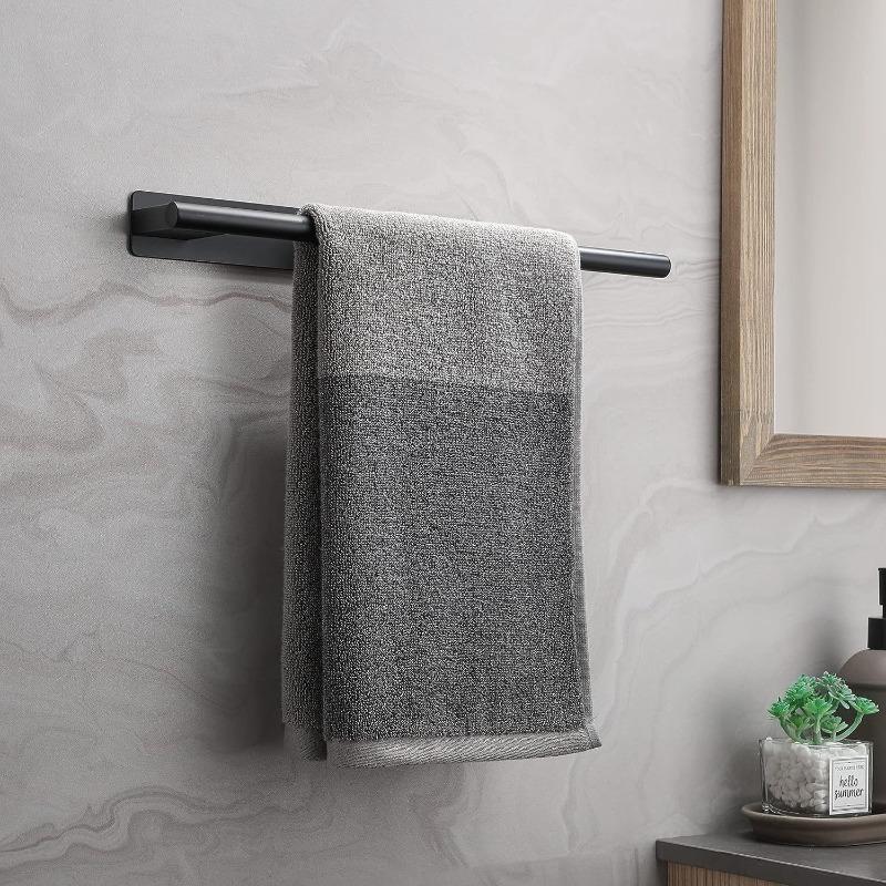 Bathroom Towel Racks No Drill Double Adhesive Towel Bar Stainless Steel Matte Black Towel Holder for Bathroom Kitchen