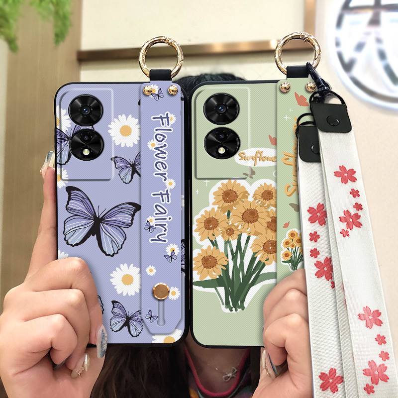 Fashion Design Oil Painting Phone Case For TCL 505/T509K/T5094 Wrist Strap Lanyard Anti-dust Silicone Waterproof Durable