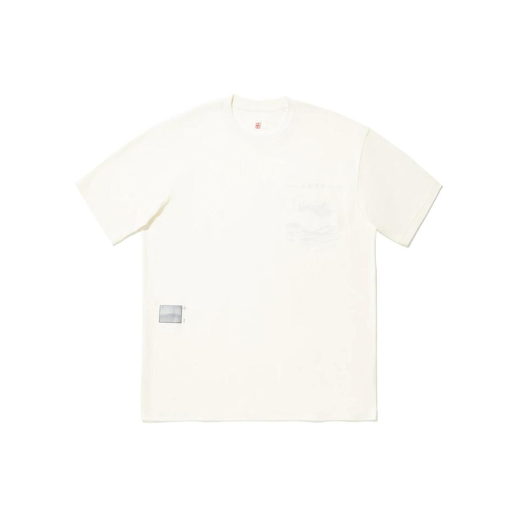 Li-Ning Reignite Series Graphic Print Loose Casual Short Sleeve Drop Shoulder T-Shirt Unisex Tops Off-White AHSU233-1