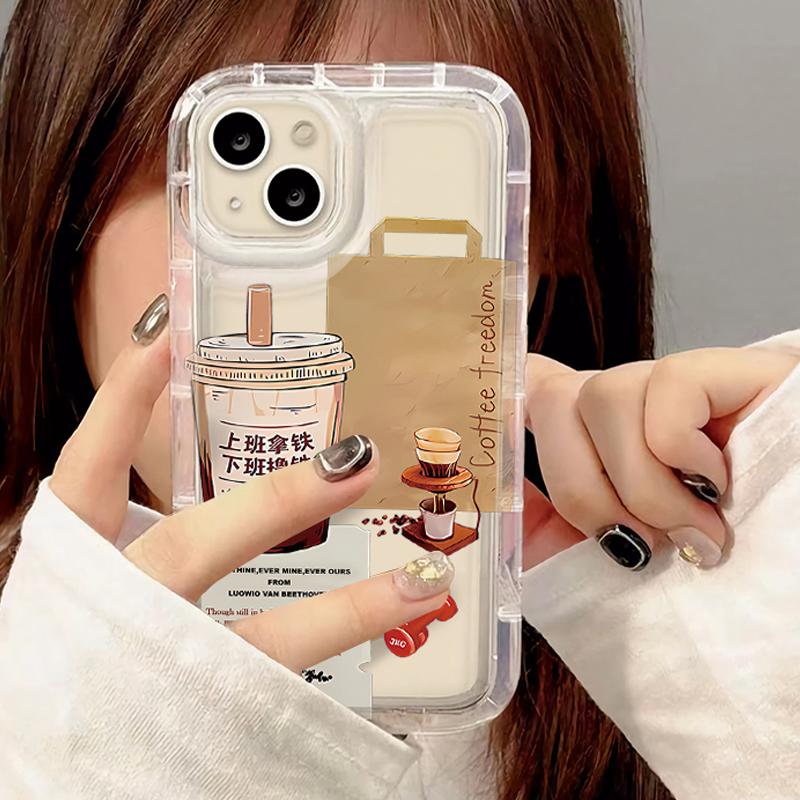 American Style Coffee Sports Case For iphone 17 16pro 15pro14 13 12 11 12pro 13pro max 14plus Silicone AntiFall Protective Cover