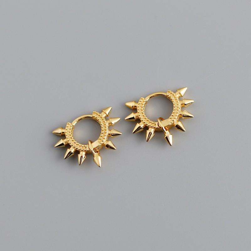 Geometric Punk Stud Earrings Women Sterling Gold White Hypoallergenic Fashion Jewelry 925 Sterling Silver