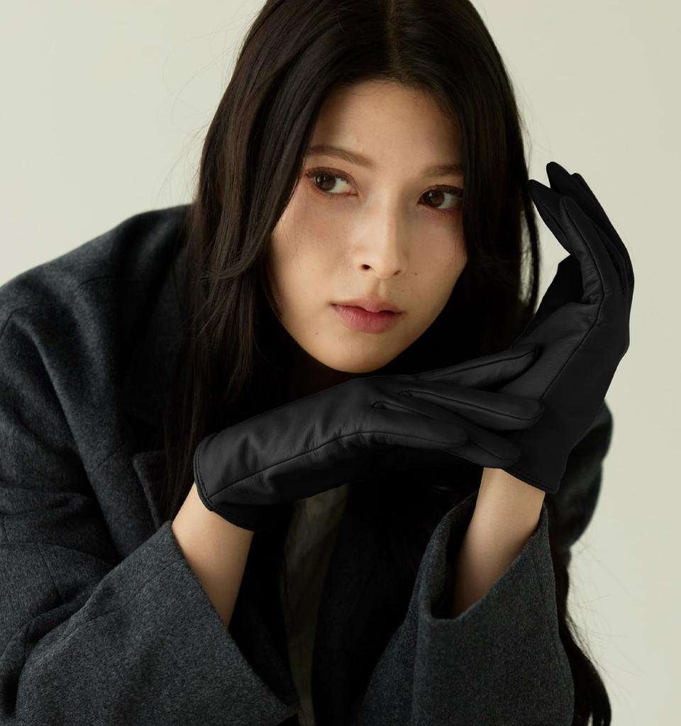 Sankyo Shokai Leather Smartphone Compatible Women's Gloves, Winter, Motorcycle, (Black)