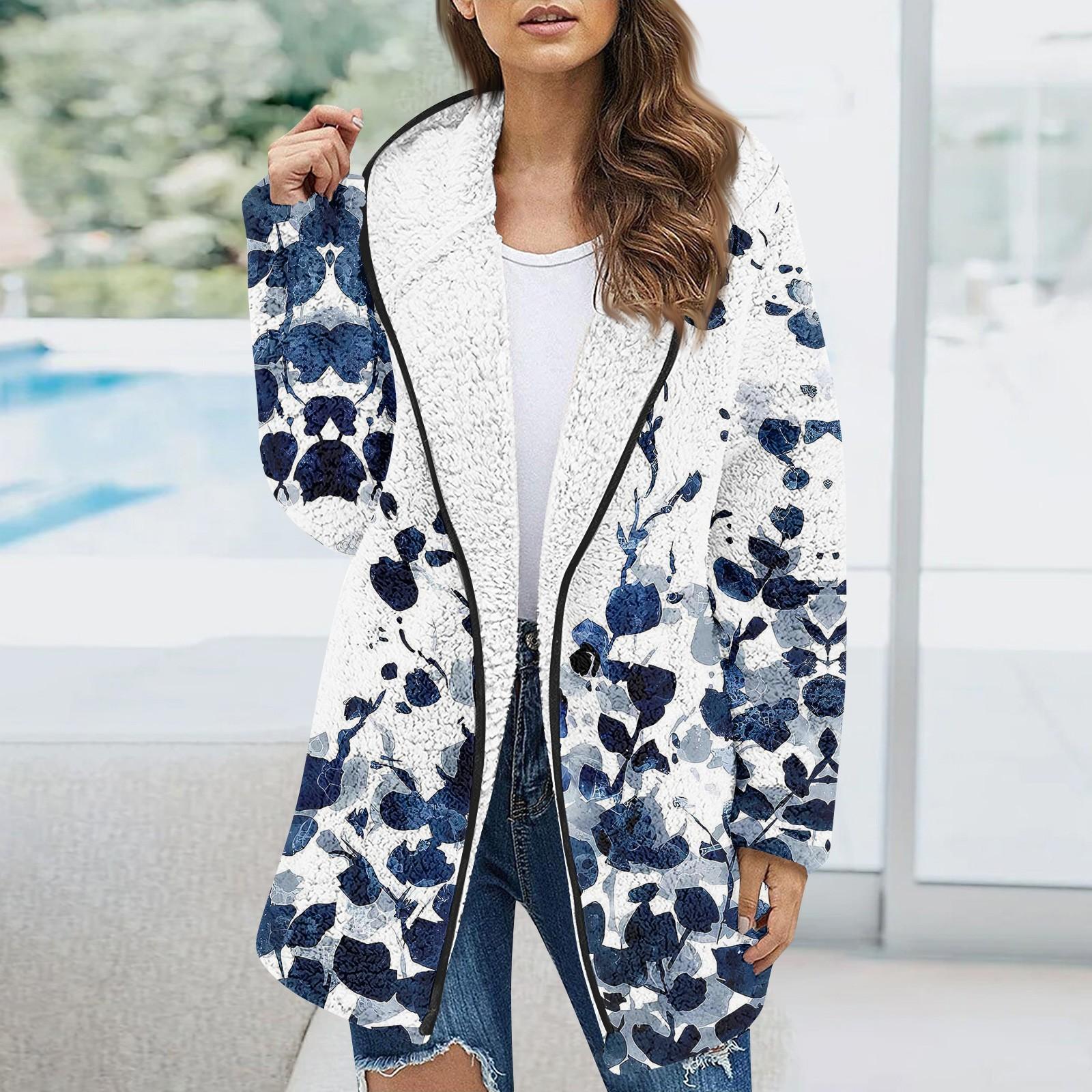 

Женская модная зимняя плюшевая куртка с цветочным принтом и длинными рукавами XXXL светло-серый