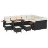 Ensemble de canapés de jardin 13 pièces noir avec coussins poly rattan acacia, Ensemble de salle à manger 4 pièces de jardin 3365170