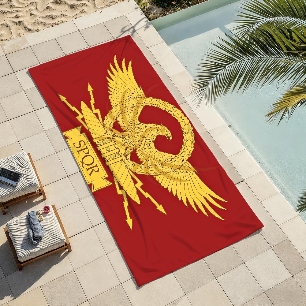 Toalla de Bandera Romana SPQR Suave Ligera Anti-Arena Grande para Playa Secado Rápido Baño Deportes Familia