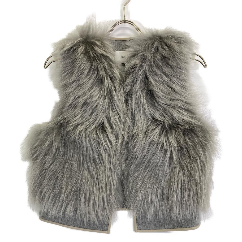 SOV. [Good Condition] 0305-410-233 White Raccoon Fur Best 36 grayUsed