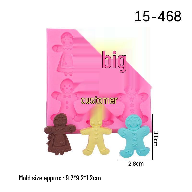 

Рождественский снеговик и Хэллоуинский пряничный человечек силиконовая форма для шоколада, помадки и инструментов для DIY глины розовый