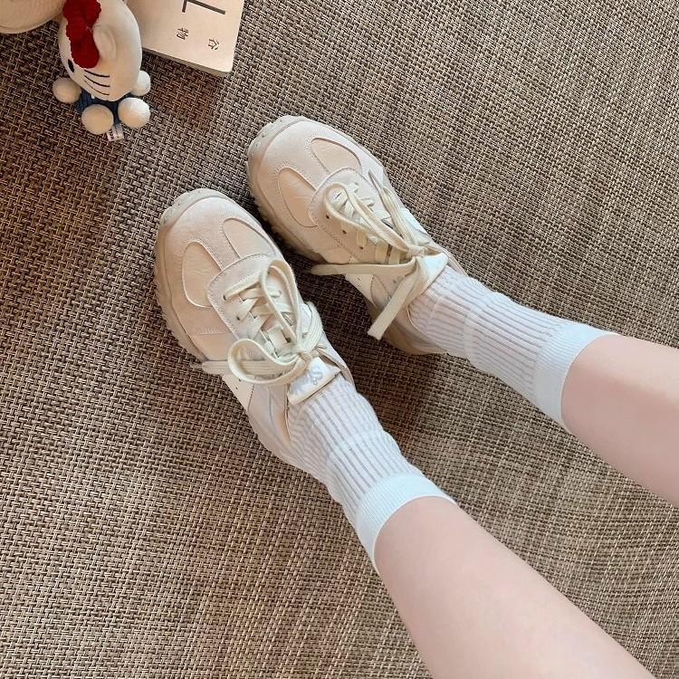 Grape mother studiolee 7cm inner height increase~ round head lace-up sports dad shoes platform casual German training board shoes