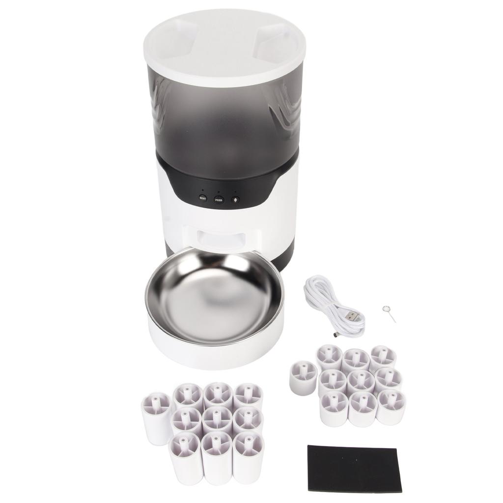 Distribuitor Automat de Hrană pentru Animale de Companie, Hrănitoare Automate Inteligente pentru Pisici cu Înregistrator Vocal, Control prin Aplicație pentru Pisici, Câini